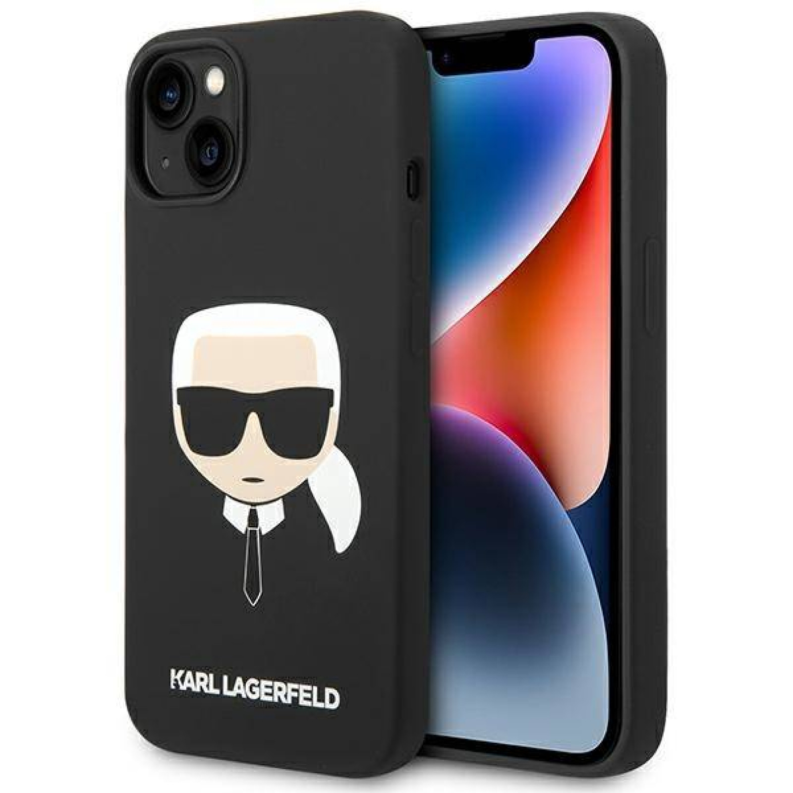 Гръб Karl Lagerfeld Liquid Silicone Гръб Karl Head Case за iPhone 14 Plus - Черен